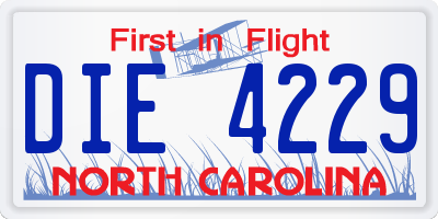 NC license plate DIE4229