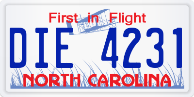 NC license plate DIE4231
