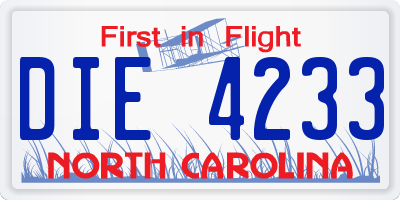 NC license plate DIE4233