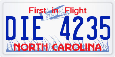NC license plate DIE4235