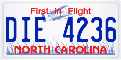 NC license plate DIE4236