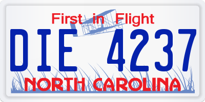 NC license plate DIE4237