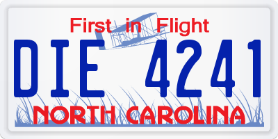 NC license plate DIE4241