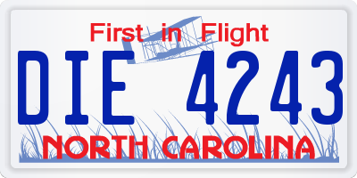 NC license plate DIE4243