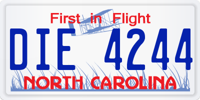 NC license plate DIE4244