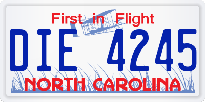 NC license plate DIE4245