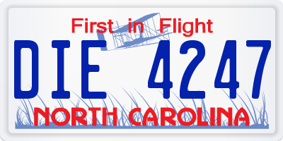 NC license plate DIE4247