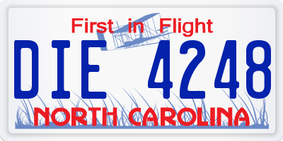 NC license plate DIE4248