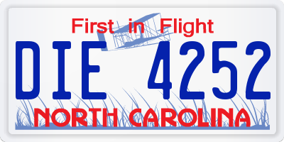 NC license plate DIE4252