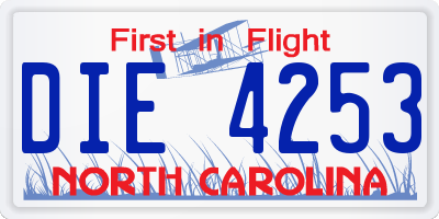 NC license plate DIE4253