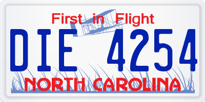 NC license plate DIE4254