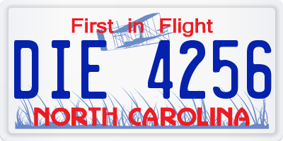 NC license plate DIE4256
