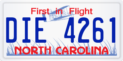 NC license plate DIE4261