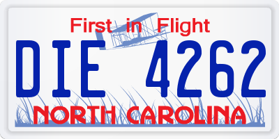 NC license plate DIE4262