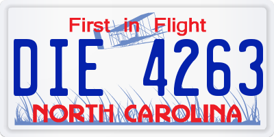 NC license plate DIE4263