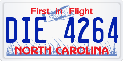 NC license plate DIE4264
