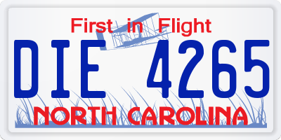 NC license plate DIE4265