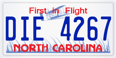 NC license plate DIE4267