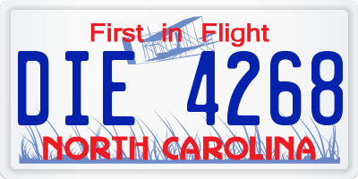 NC license plate DIE4268