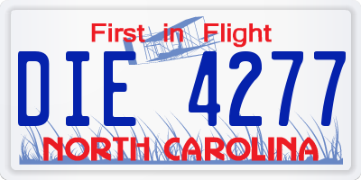 NC license plate DIE4277