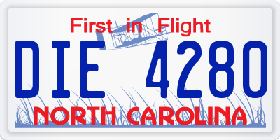 NC license plate DIE4280
