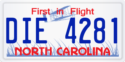 NC license plate DIE4281