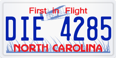 NC license plate DIE4285