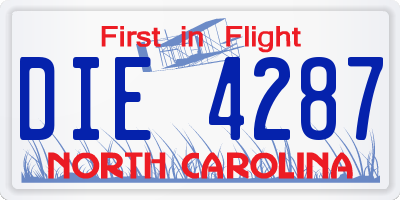 NC license plate DIE4287