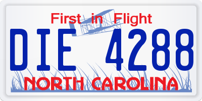 NC license plate DIE4288