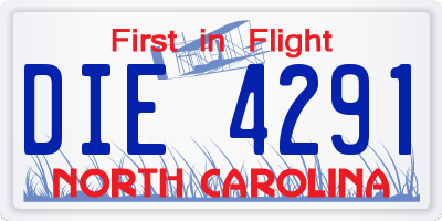 NC license plate DIE4291