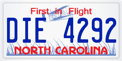 NC license plate DIE4292