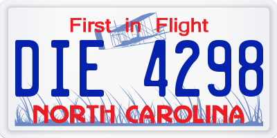 NC license plate DIE4298