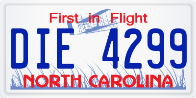 NC license plate DIE4299