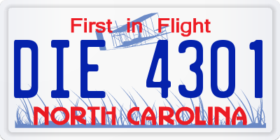 NC license plate DIE4301