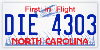 NC license plate DIE4303