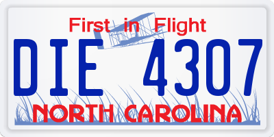 NC license plate DIE4307