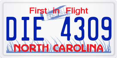 NC license plate DIE4309