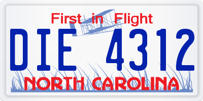 NC license plate DIE4312