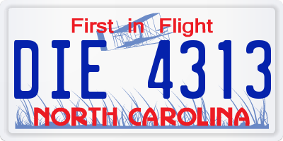 NC license plate DIE4313