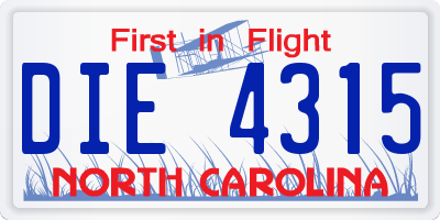 NC license plate DIE4315