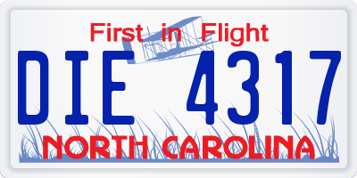 NC license plate DIE4317