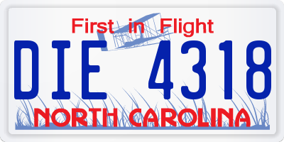 NC license plate DIE4318