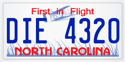 NC license plate DIE4320