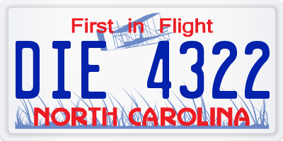 NC license plate DIE4322
