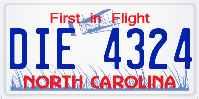 NC license plate DIE4324