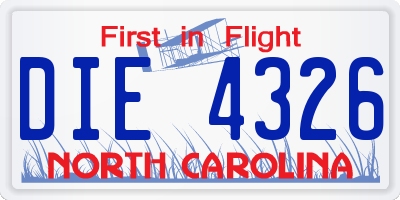 NC license plate DIE4326