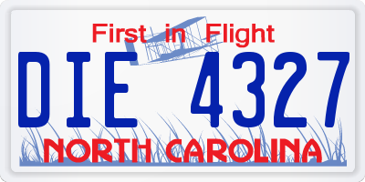 NC license plate DIE4327