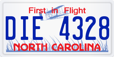 NC license plate DIE4328