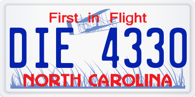 NC license plate DIE4330