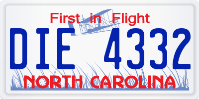 NC license plate DIE4332